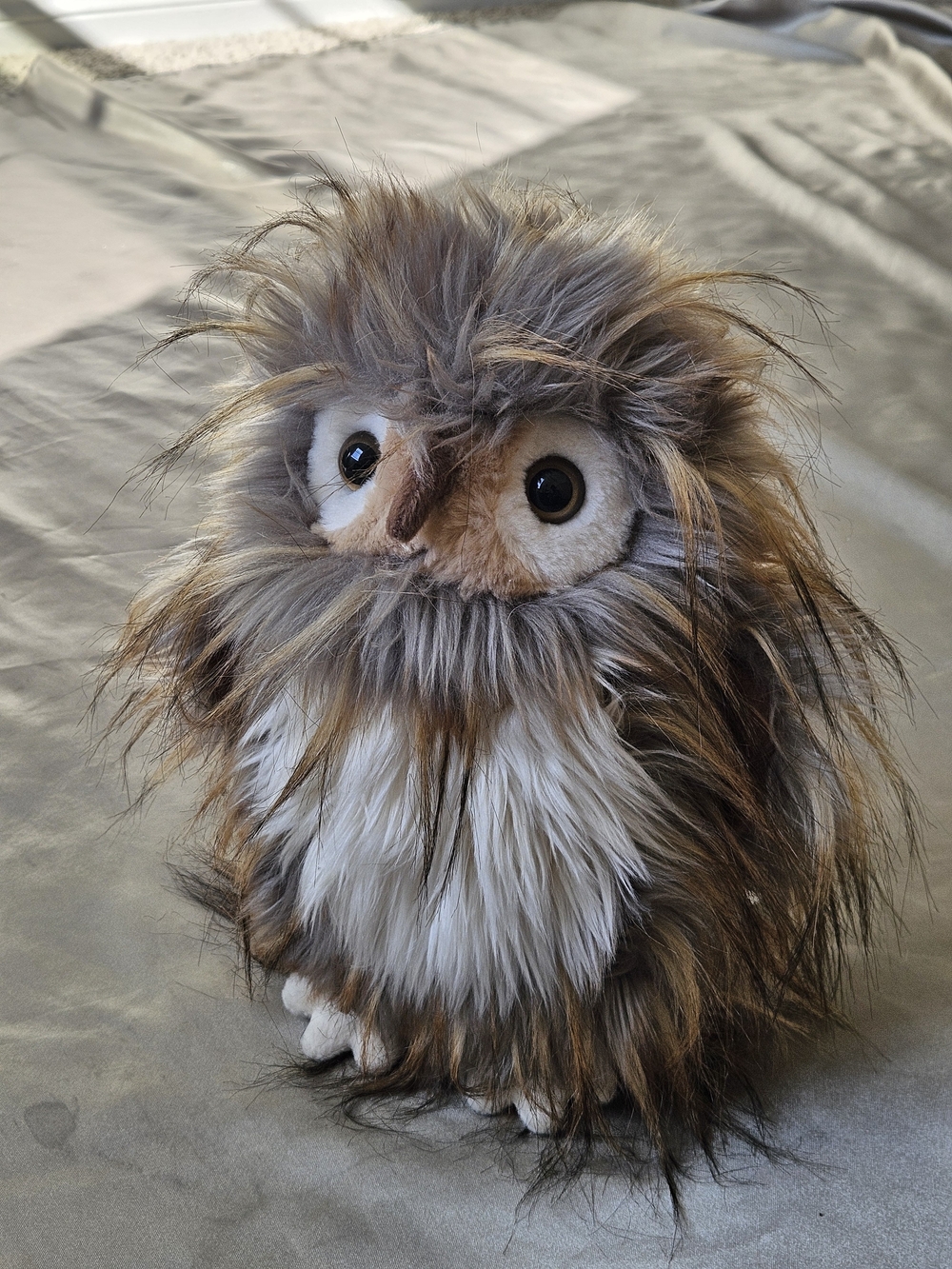 Plush Fluffy Brown & White Owl Stuffed Animal - Soft Kids Toy
